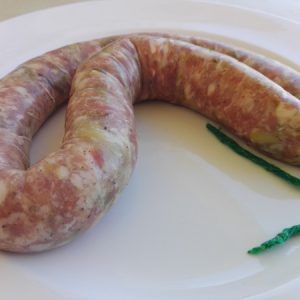 Botifarra d' espàrrecs amb formatge emmental