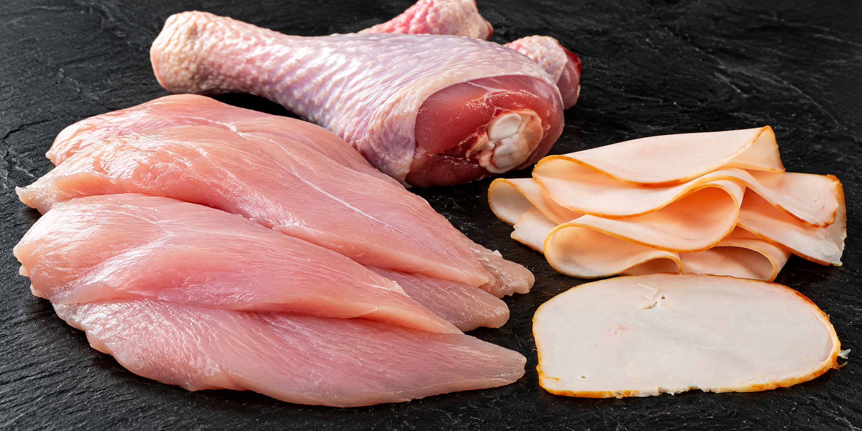 Pit de gall dindi filetejat, pernilet i pernil de gall dindi fumat de Labonacarn.